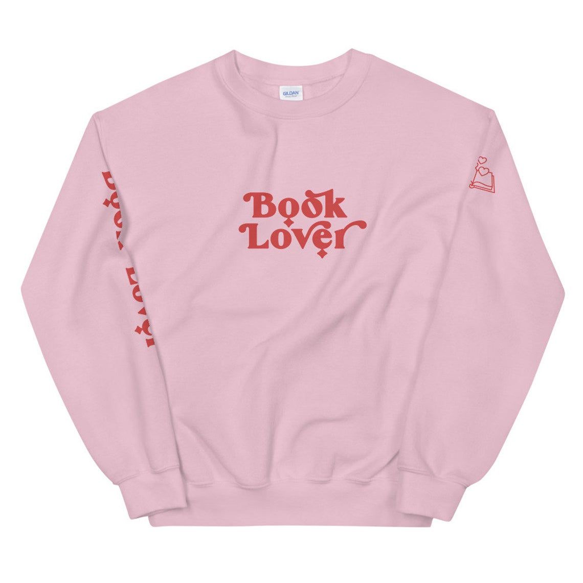 pink long sleeve shirt with the words book lover 