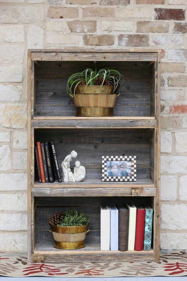 Short three tier wooden bookshelf