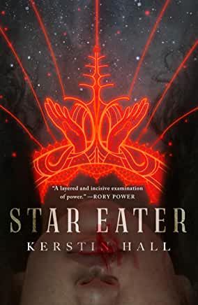 Book cover of Star Eater with a glowing red crown-like object upside down face in background