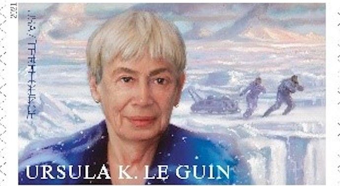 image of the Ursula K Le Guin USPS postage stamp