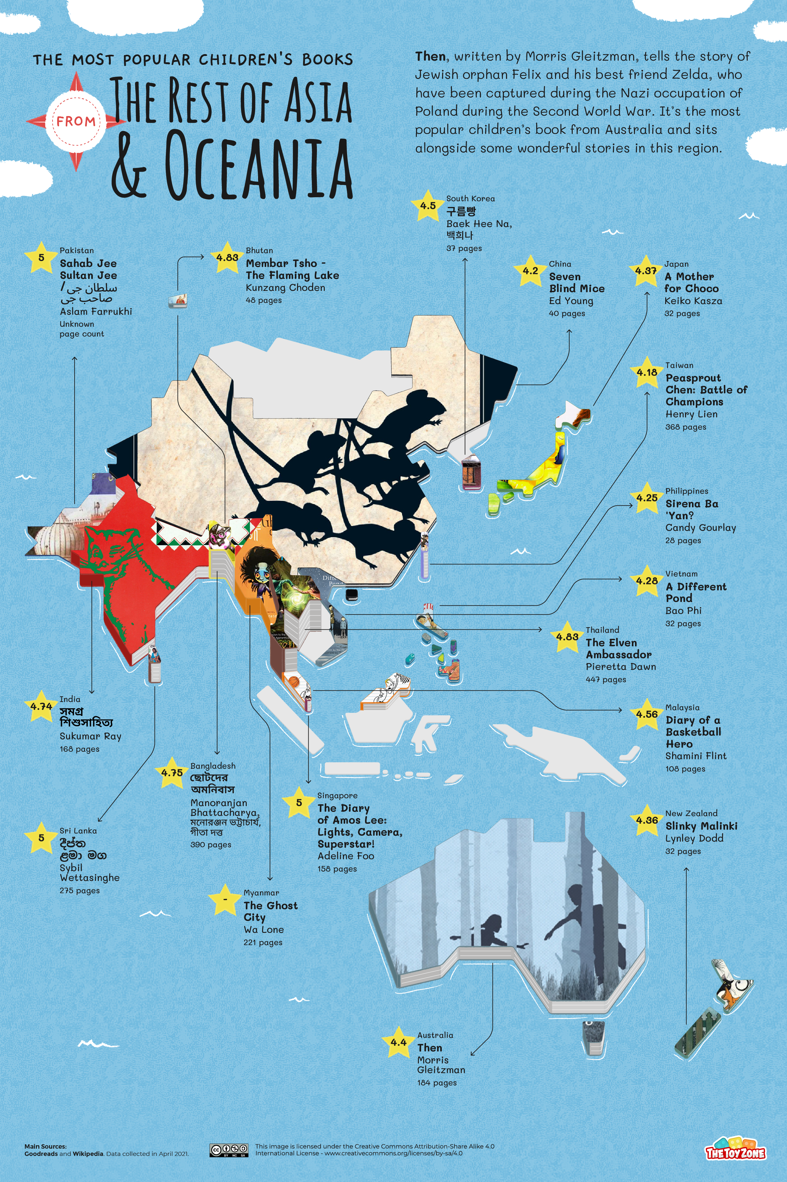 Most popular children's books in Asian and Oceania map