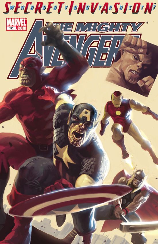 Picture of The Mighty Avengers, Secret Invasion Cover. 

https://images-na.ssl-images-amazon.com/images/I/51au7DL6h9L._SY291_BO1,204,203,200_QL40_FMwebp_.jpg