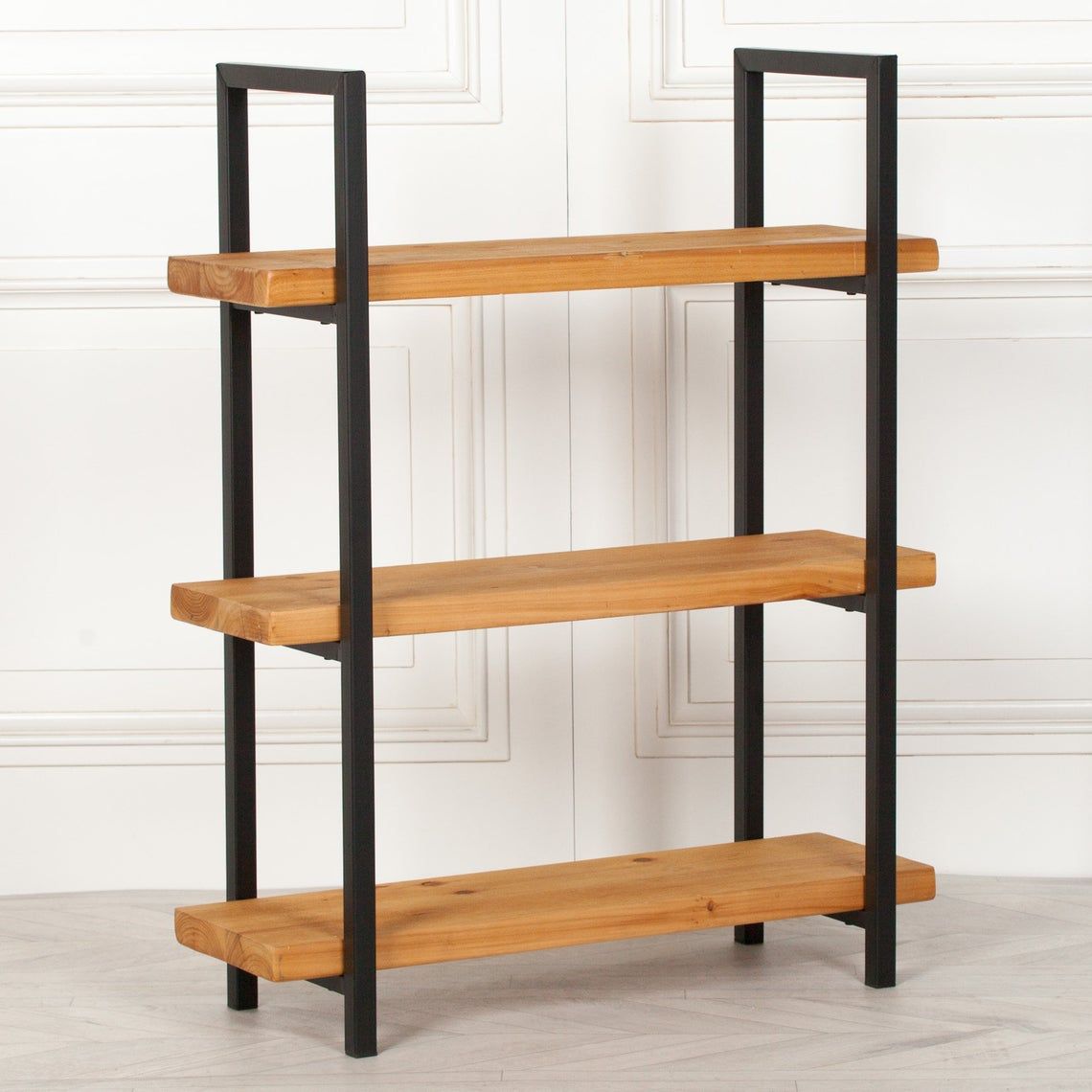 Rustic Pine Industrial 3 Tier Wooden Bookcase Shelving
