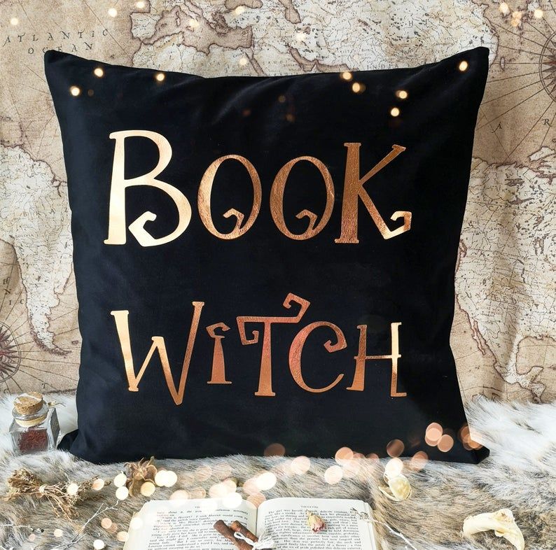 Book Witch velvet cushion cover.