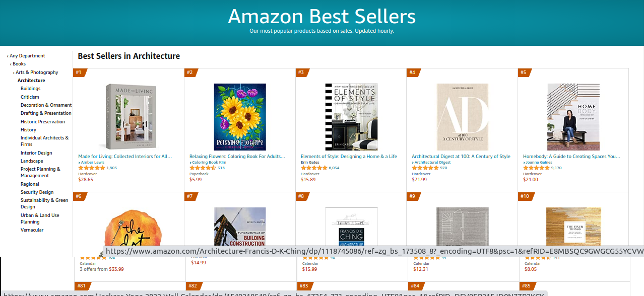 The Architecture bestsellers on Amazon.com.