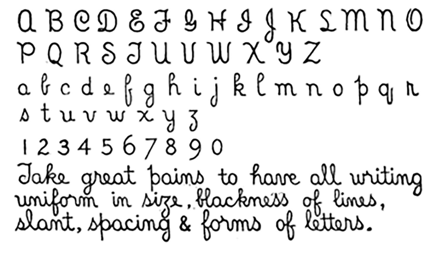 Image of letters and numbers of the original library hand.