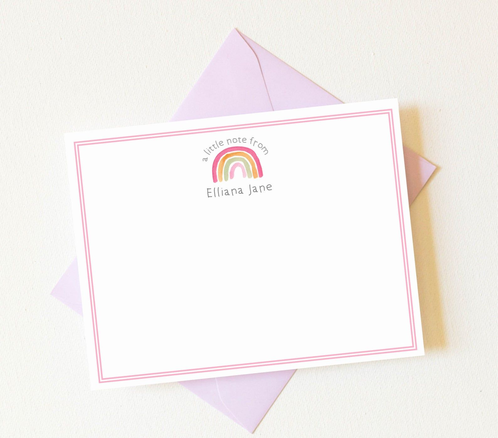 Notecard with small rainbow. 