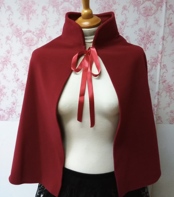 red wool-blend capelet