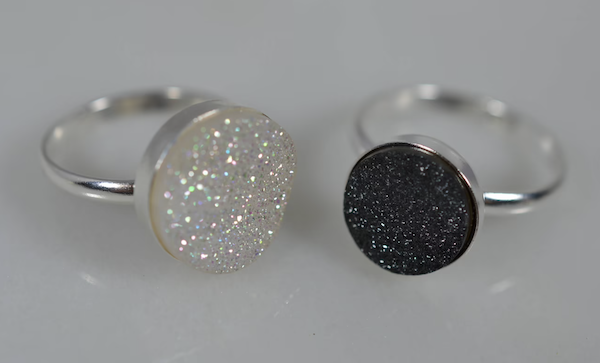 picture of sterling silver druzy quartz rings