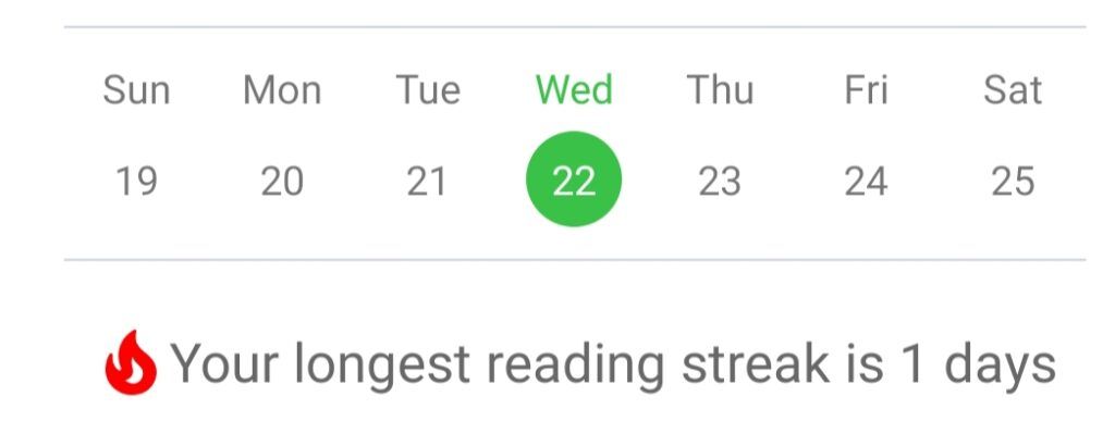 The Basmo reading streak tracker shows you how many days in a row you've logged a session.