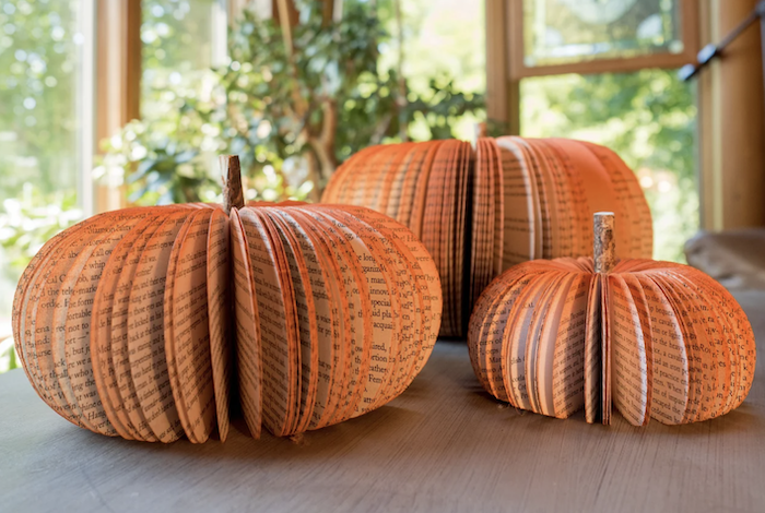 pumpkins made from book pages