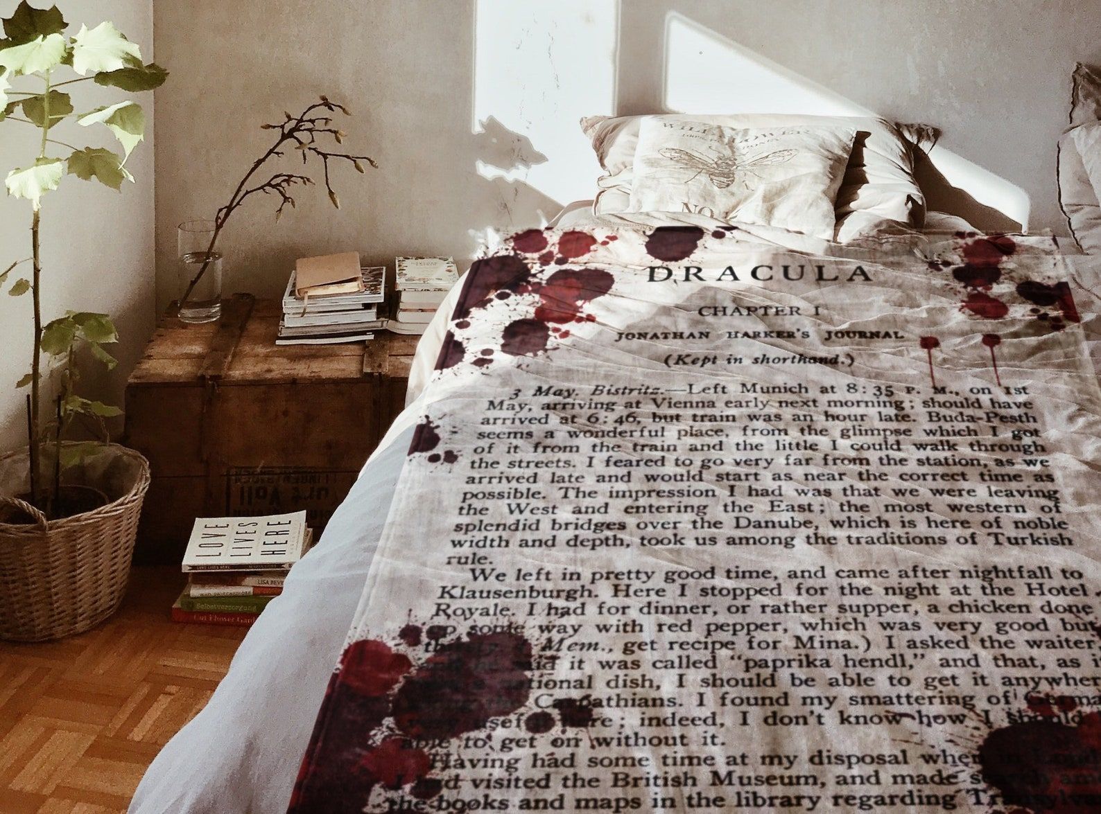 Blanket featuring first page of Bram Stoker's Dracula
