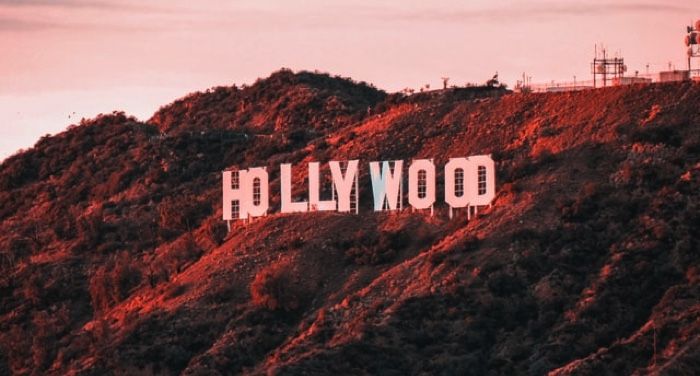 image of the Hollywood sign in distorted colors