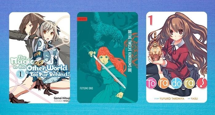 collage of three Japanese light novel covers