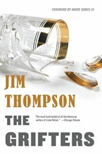 cover of the grifters by jim thompson, a white cover with a close up of a broken glass