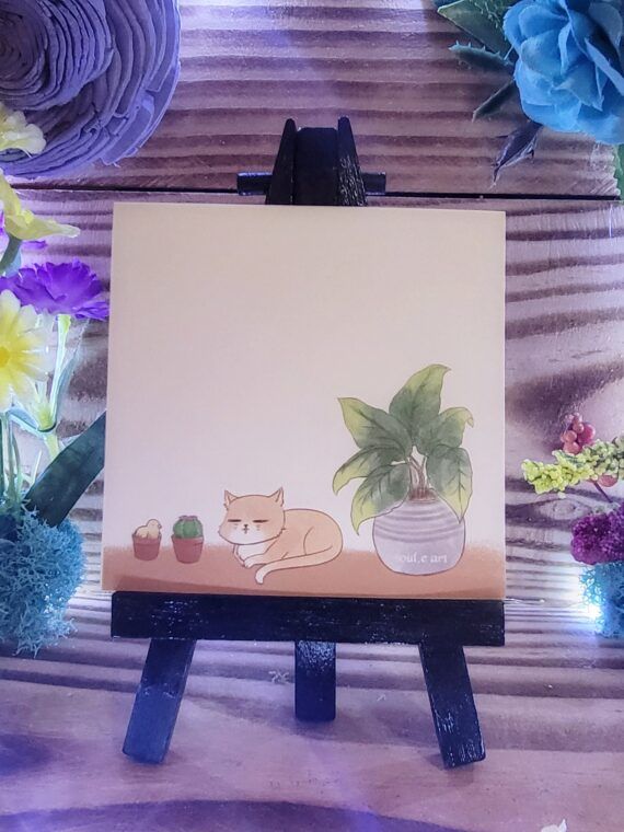 Cat and Plants Cute Sticky Note