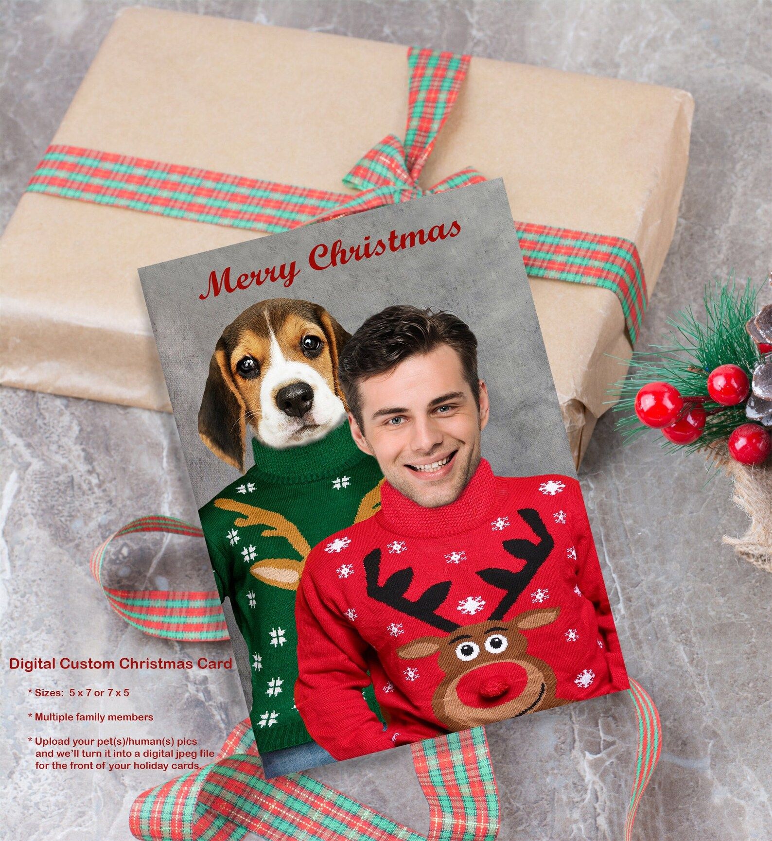 Family pet Christmas card