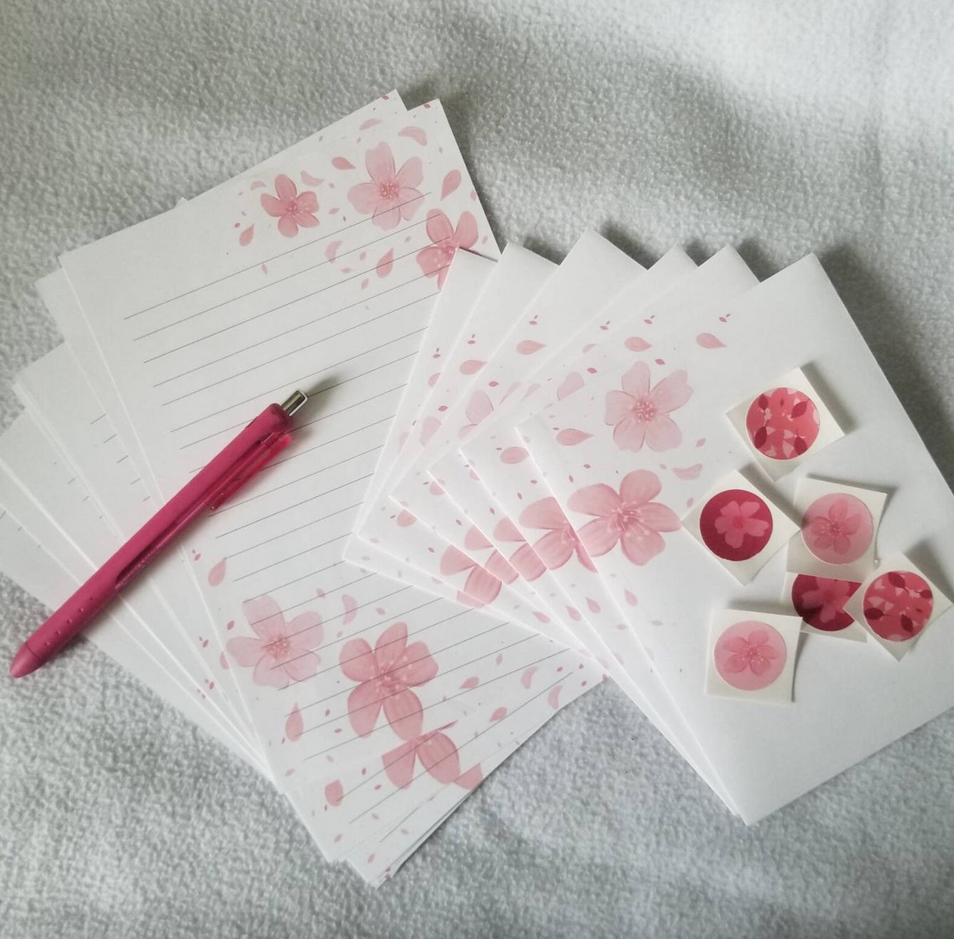 Cherry blossom stationary set with pink pen