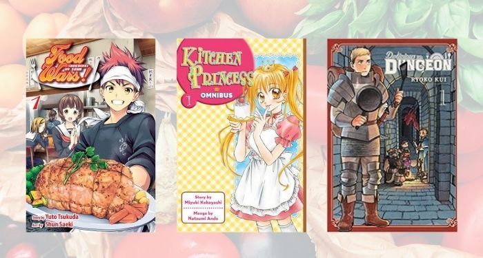 collage of foodie manga