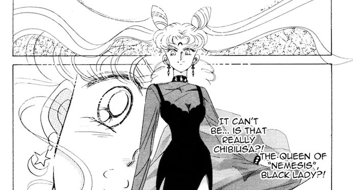 panel from Sailor Moon manga revealing Dark Lady as Chibiusa