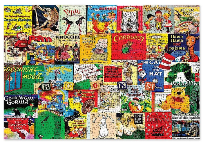 puzzle featuring covers from many different kids' books