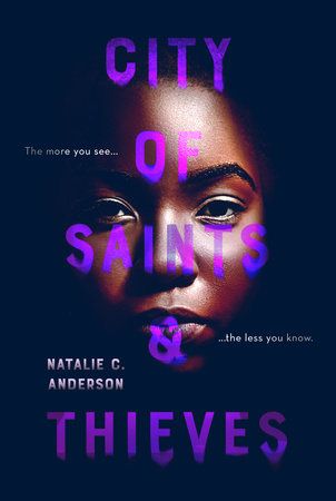 Book cover of "City of Saints and Thieves," featuring a young girl staring out ahead.