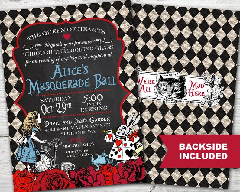alice's masquerade ball invitation