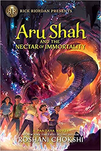 A graphic of the cover of Aru Shah and the Nectar of Immortality by Roshani Chokshi