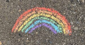image of a chalk rainbow on concete