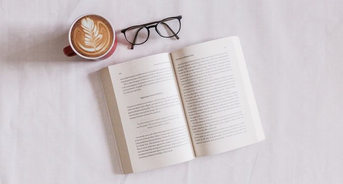 image of a paperback with coffee
