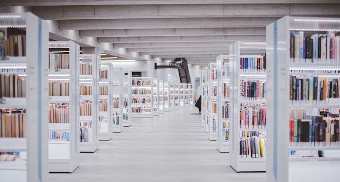 image of white library stacks