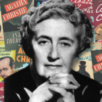 agatha christie with books covers