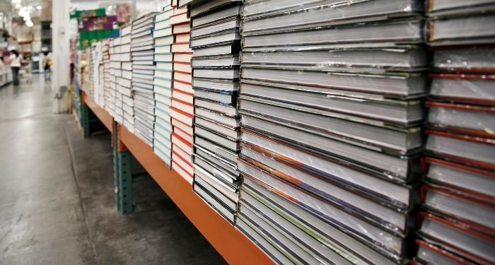 image of stacks of books in a warehouse