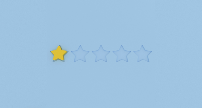 a graphic showing a one star rating out of five