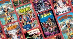 collage of six comic book covers featuring art by George Perez