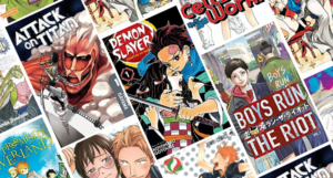 a collage of the manga covers listed