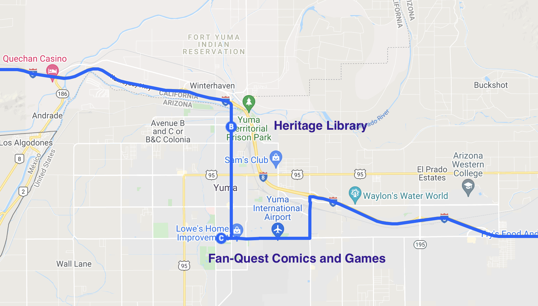 map of literary spots in yuma arizona 