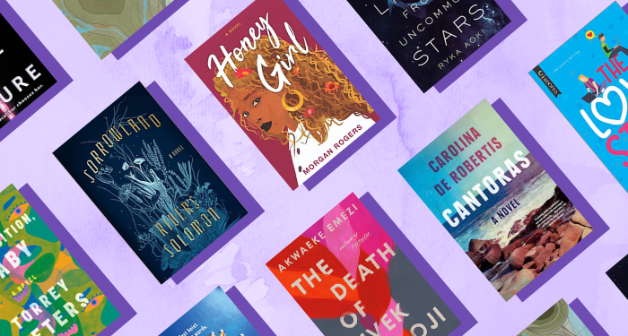a collage of the covers listed against a purple background