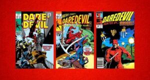 covers of three Daredevil comic books in which character Willie Lincoln makes an appearance