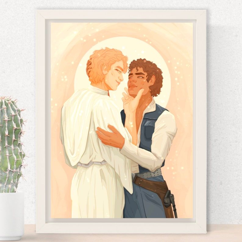 Someone actually drew the two-story high mural Alex sees of himself and Henry. Art print of Henry and Alex as Leia and Han