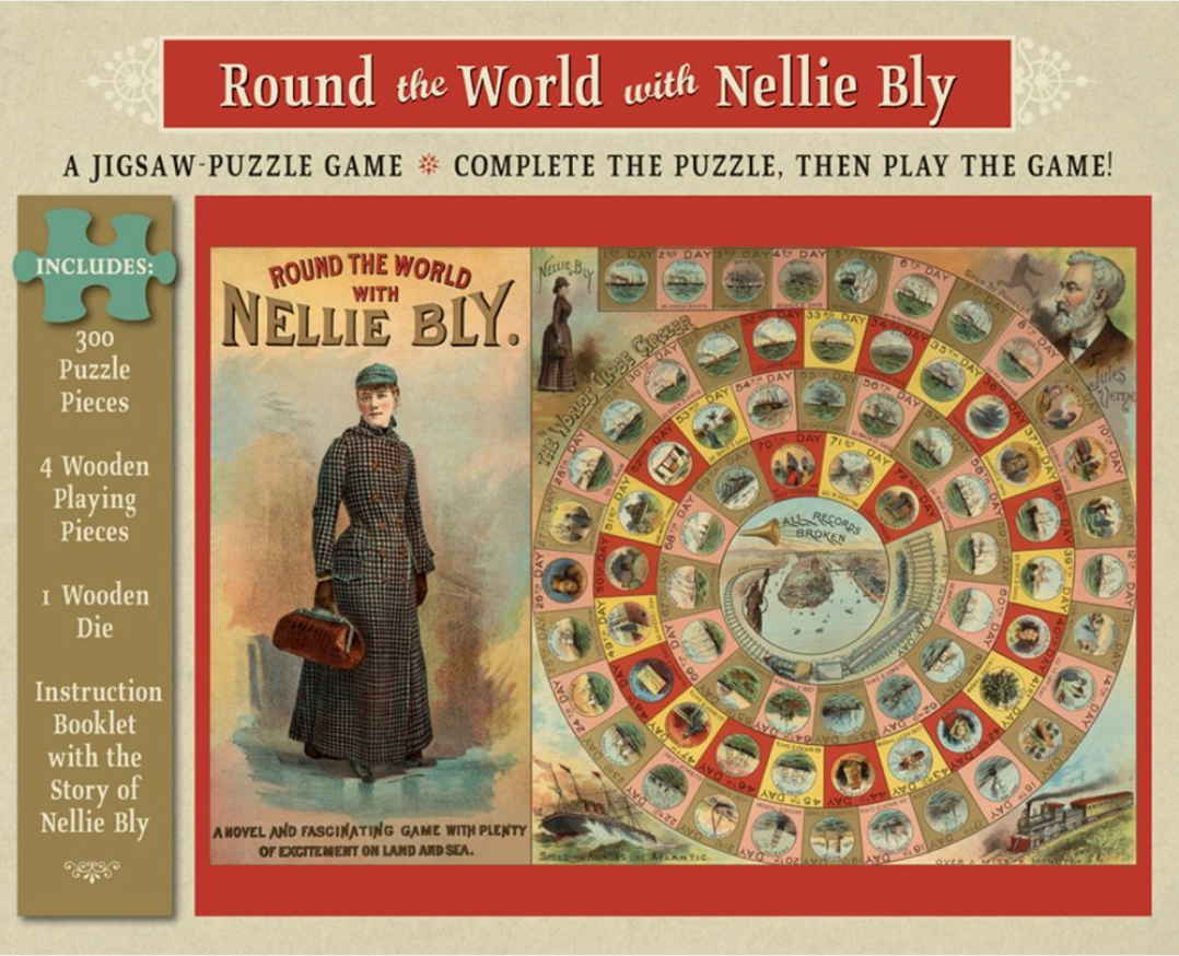 a Nelly Bly puzzle that is a playable board game once completed