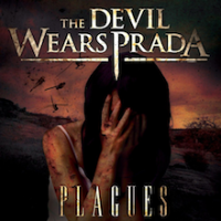 Plagues album cover by the Devil Wears Prada. Horror-like image of a person covering their face