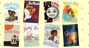 a collage of newborn books with a polka dot yellow background