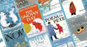 collage of children's books about snow