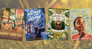 collage of book covers for april children's books