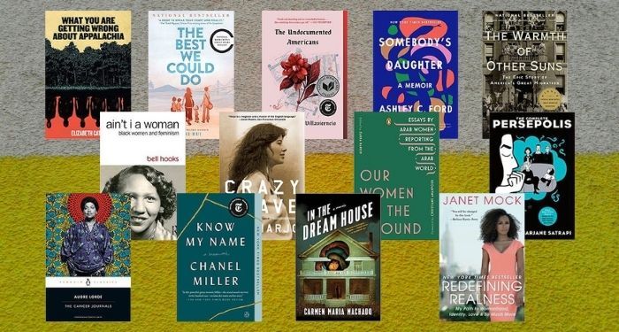 collage of nonfiction books written by women