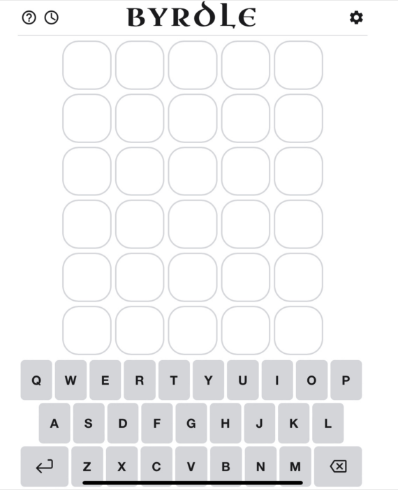 a graphic of an empty Byrdle 5 by 6 grid board