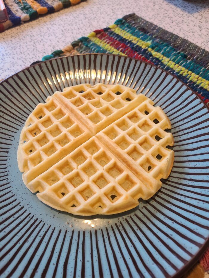 Good Housekeeping Waffle on blue plate