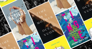 a collage of the LGBTQ Asian poetry book covers listed