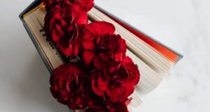 book with red flowers